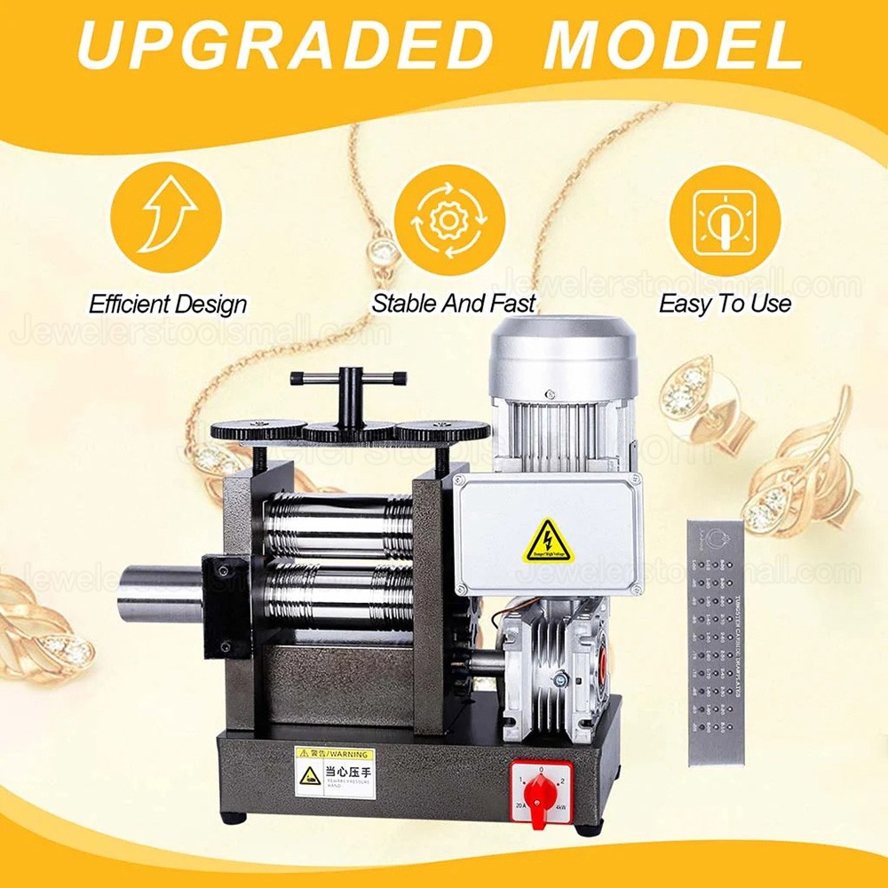 750W 160mm Jewelry Electric Rolling Mill Machine With Square DrawPlates for Metal Sheet and Wire